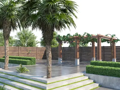 Private Park Landscape 3d exterior scene 3D model