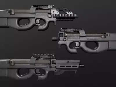 FN P90 Sub Machine Gun Low-poly 3D model