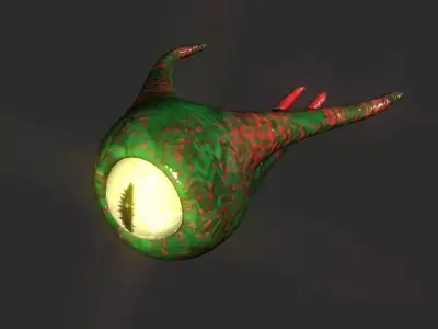 Tentacle Cyclops Spaceship  Low-poly 3D model