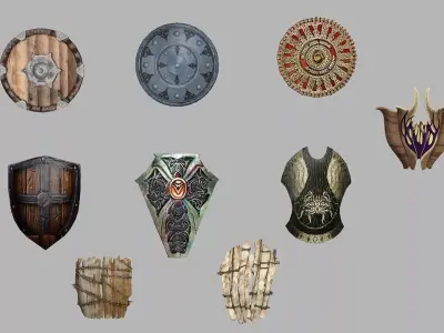 Medieval Viking Shields Set Low-poly 3D Model Low-poly 3D model purchase