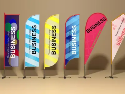 Banner Commercial Flags Low-poly 3D model