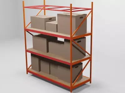 Warehouse Rack Storage Low-poly 3D model