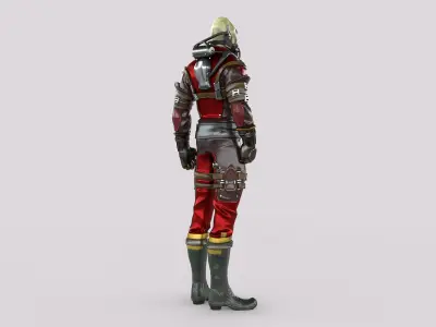 Sci-Fi Alien Character Game Ready with Rigging Fully Rigged Low-poly 3D model