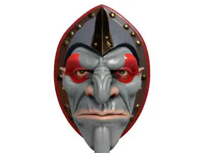 Fantasy Orc Warrior Shield Decoration Low-poly 3D model