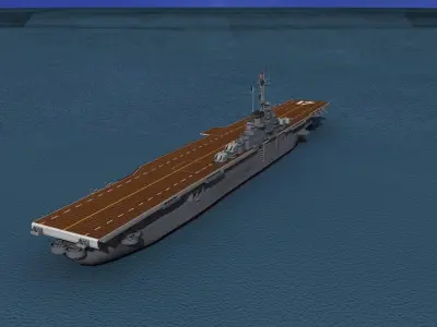 Essex Class Aircraft Carrier CV-17 USS Bunker Hill 3D model