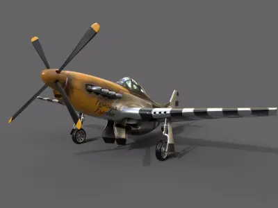 P51 Mustang 3D PBR Model Low-poly 3D model