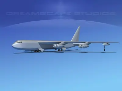 Boeing B-52C Stratofortress Bare Metal 3D model