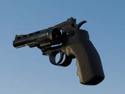 Revolver Low-Poly Game-ready Rigged Realistic Low-poly 3D model