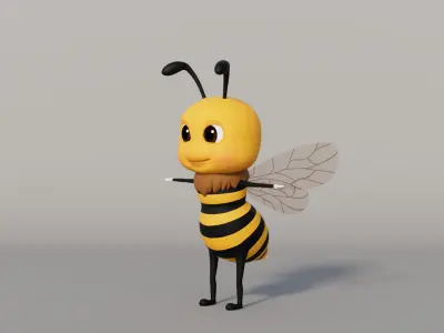 Rigged Cartoon Bee 3D model