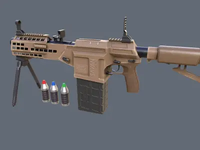 Manual Automatic Grenade Launcher Savan Caliber 32mm Low-poly 3D model
