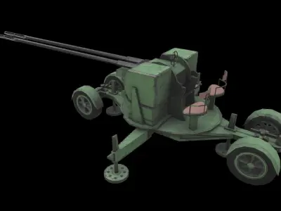 Anti Aircraft Twin gun PG99 Type 90 35mm Low-poly 3D model