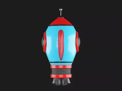 Cartoon Rocket 3D model 2
