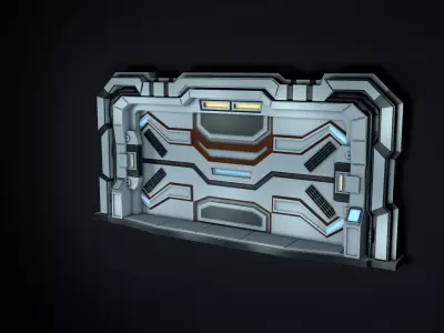 Sci Fi Door Low-poly 3D model 6