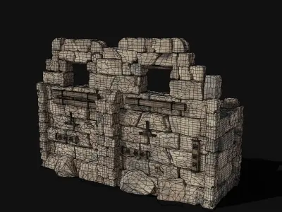 CASTLE RUIN WALLS TOWER WALL WATCHTOWER CONSTRUCTION COLLECTION Low-poly 3D model