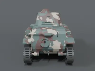 Low Poly Cartoon Renault R35 Tank Low-poly 3D model