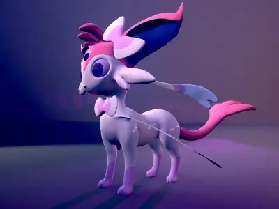 Esylveon Pokemon Sylveon x Umbreon fuse corp Free low-poly 3D model