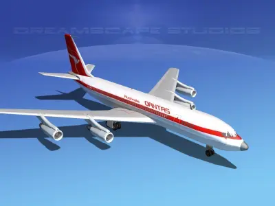 Boeing 707 Qantas 3D model