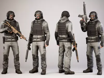 Casual Soldier 10 Low-poly 3D model