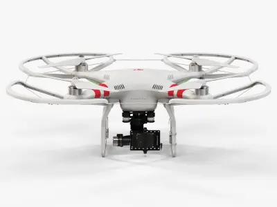 DJI Phantom 2 Quadcopter with Prop Guard and gimbal GoPro HERO4 Low-poly 3D model