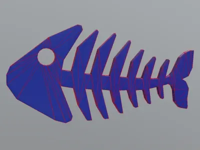 Fishbone 2 fish skeleton Low-poly 3D model