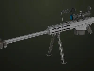 Sniper Rifle 02 Black and Sandal Single Map All PBR Unity UE Textures 3D model