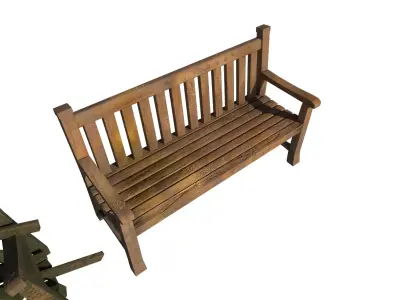 Wooden Bench Pack - Intact and Broken - Unity Prefabs - Low-poly 3D model