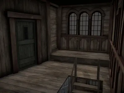 Medieval Lake Village - House 20 with interiors Low-poly 3D model