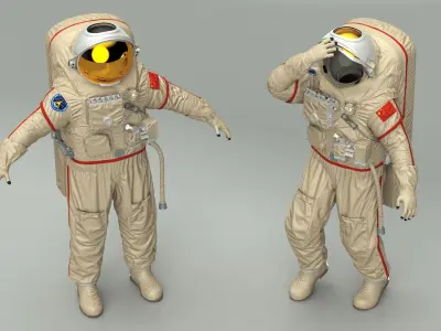Astronaut Suit Haiying with Helmet Rigged for Cinema 4D 3D model