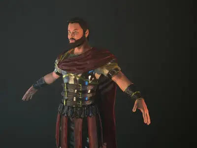 Roman Soldier With Beard Rigged Low-poly 3D model