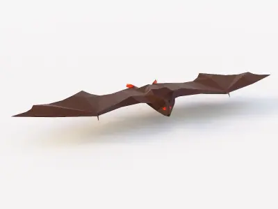 Bat low poly 3d model origami flying Low-poly 3D model