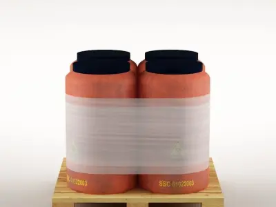 Plastic barrels on the pallet 3D model 3D model