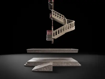 MODULAR BUILDING WITH INTERIOR KITBASH 05 Low-poly 3D model