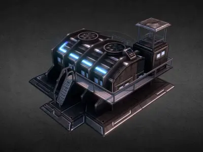 Sci-Fi Barracks Low-poly 3D model
