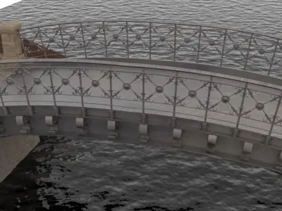 Bridge over river 3D model