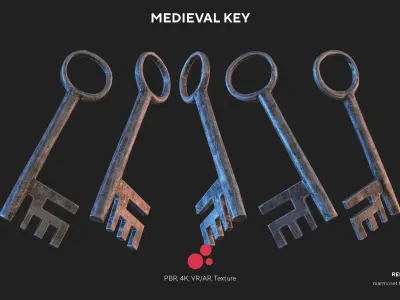 Medieval Keys Set 01 AR low-poly 3D model Low-poly 3D model