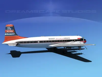 Douglas DC-7B Braniff Intl 3D model