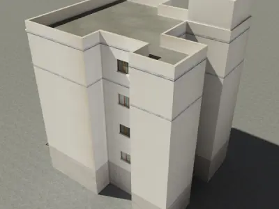 Building with two floors and roof Low-poly 3D model