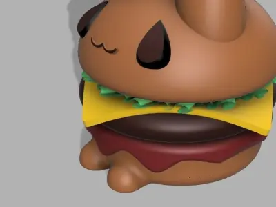 Catburger n w n bunny with collar 3D model