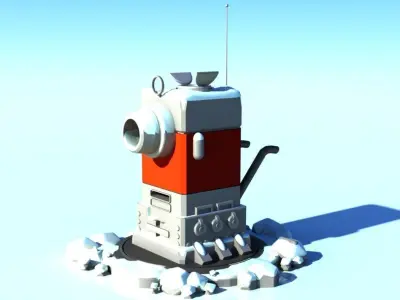 Gun Turret in the Snow Free low-poly 3D model