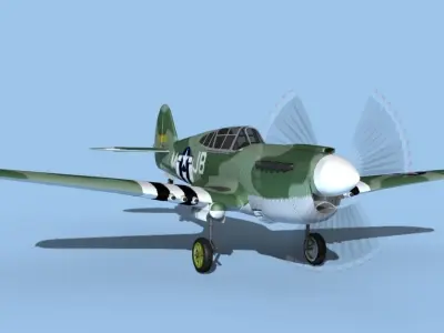 Curtiss P-40F Warhawk V07 USAAF 3D model
