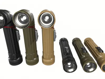 Military-flashlight Package Low-poly 3D model