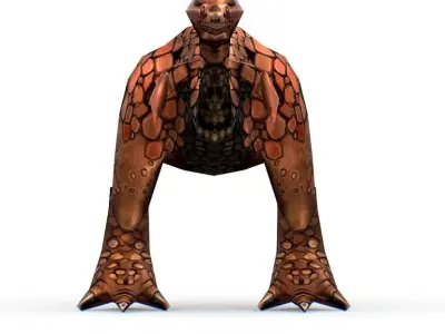 Low Poly Cartoon Creature Dino Red Tava Low-poly 3D model