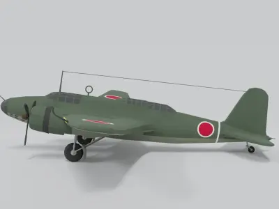 Low Poly Cartoon Mitsubishi Ki-21 Sally WWII Airplane Low-poly 3D model