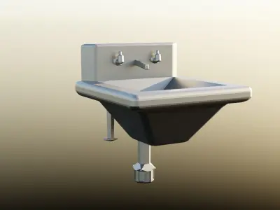 Low Poly Vault Sink Fallout Game Ready Low-poly 3D model