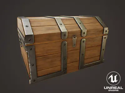 Medieval Treasure Chest - Wooden Chest II Low-poly 3D model