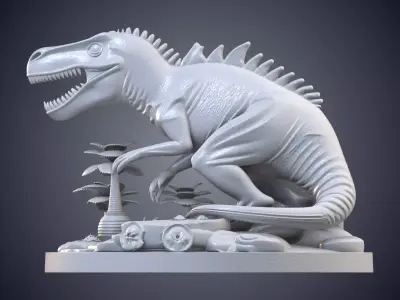 T-Rex Prehistoric Jungle Diorama Base PM-931 3D print model