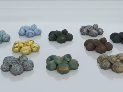Resources Pack - Ores Low-poly 3D model
