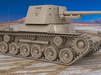 Tank Type 3 Ho Ni III Japan Clay Vray 3D model