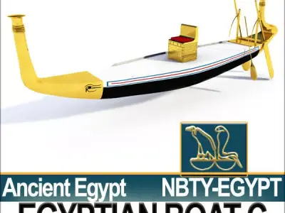 Ancient Egypt Rowboat C Pharaoh Royal Boat 3D model