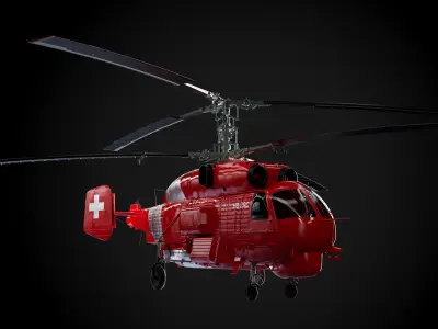 Ka-28 Helicopter sub div model in 3 different color schemes 3D model